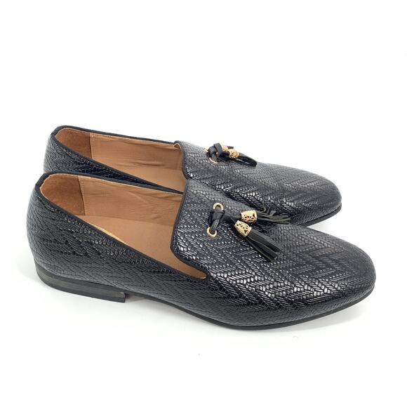 Meijiana Embossed Tasseled Dress Loafers Size 12 Mens Black Slip On Shoes main image 5